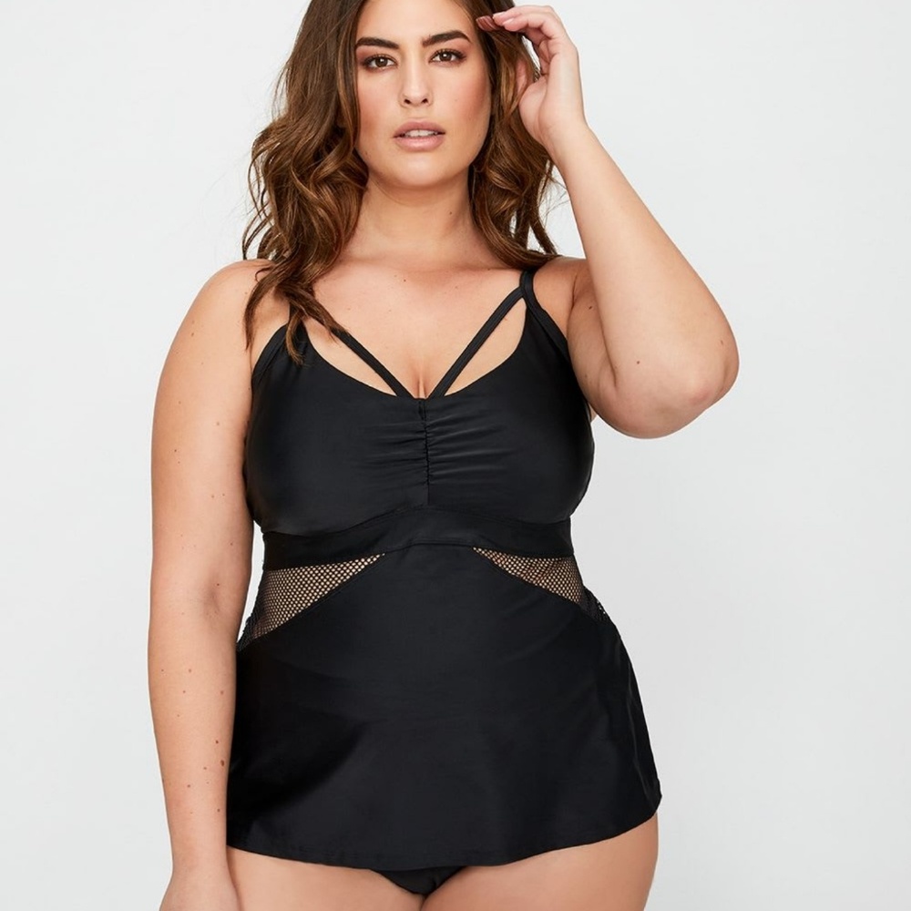 NWT - Tankini swimsuit top with mesh inserts